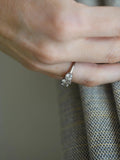Rare Dreamy Three-stone Ring 2.11 Carats 18K White Gold 1957