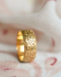 Gorgeous Edwardian Flower Engraved Ring 18K Gold 1905