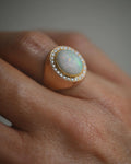 Gorg Opal x Diamond Ring 18K Gold Swedish Vintage Mid 1900s