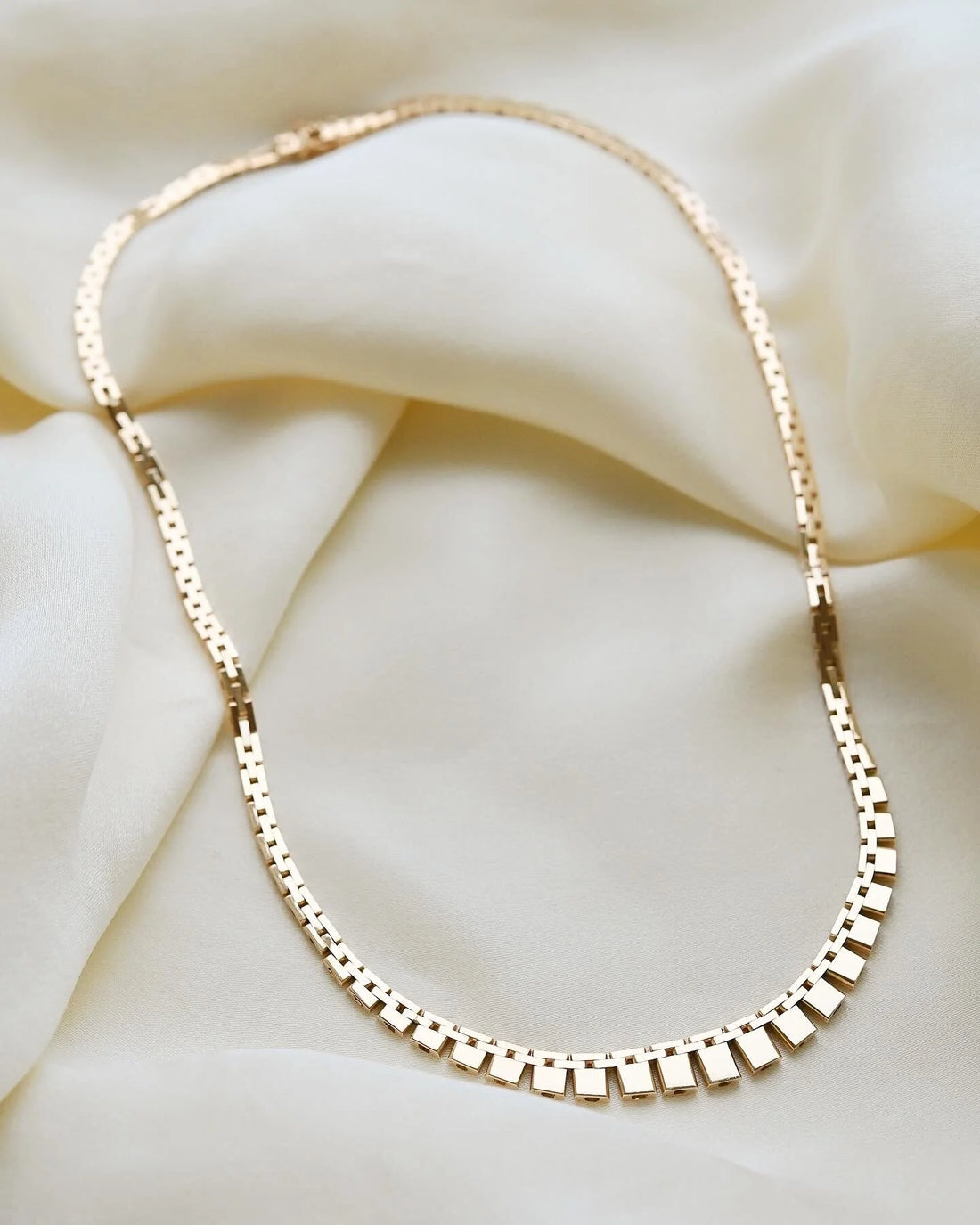 Gorg Danish Baby Brick Link Necklace 14K Gold 1970