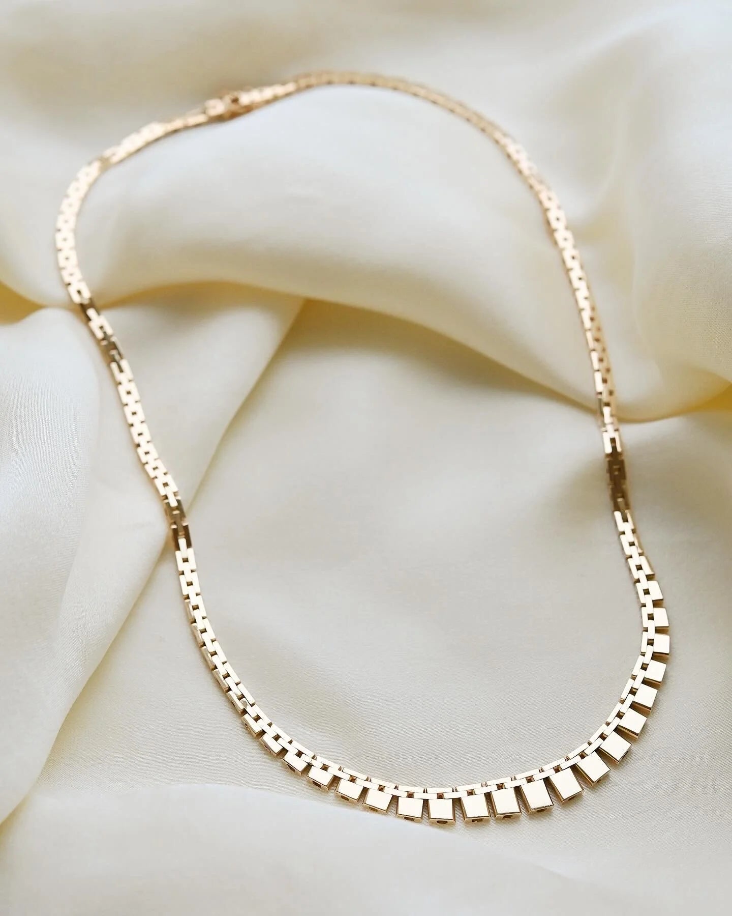 Gorg Danish Baby Brick Link Necklace 14K Gold 1970