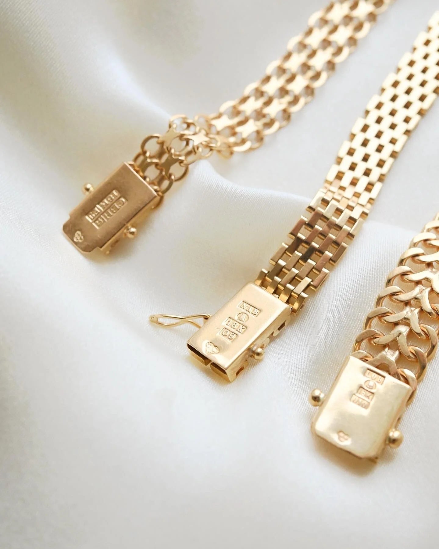 Super Rare Swedish Vintage Brick Link Bracelet 18K Gold 1964