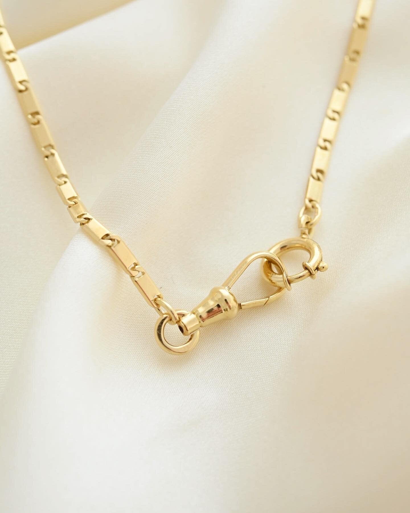 Rare 16.4 Inches Antique Swedish Watch Chain 18K Gold 1920s