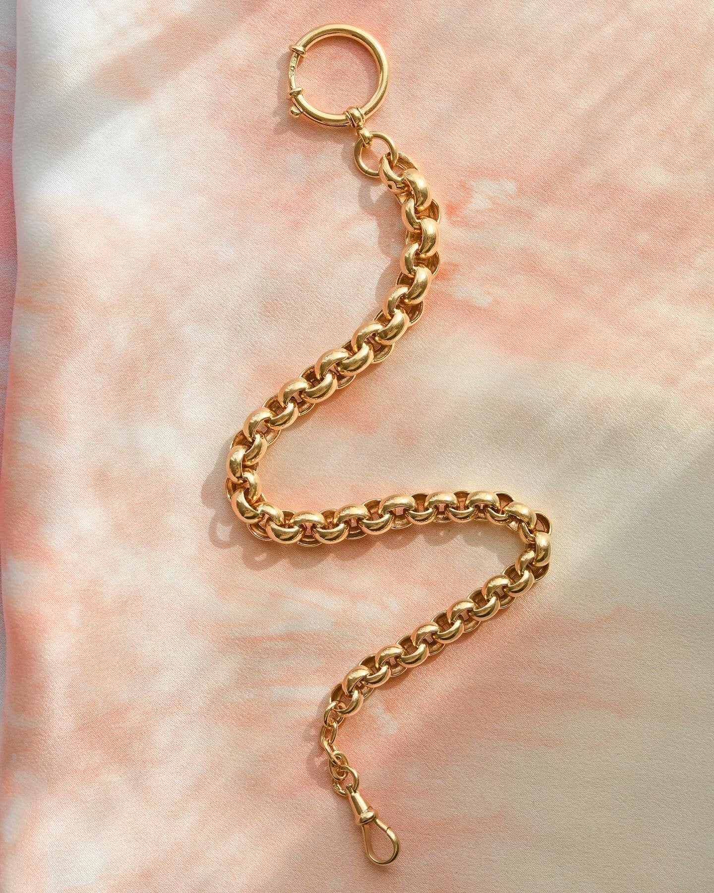 10.2 Inches Antique Belcher Watch Chain 18K Gold 1910s