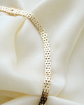 Stunning Rare Longer Brick Link Necklace 14K Gold 1960s