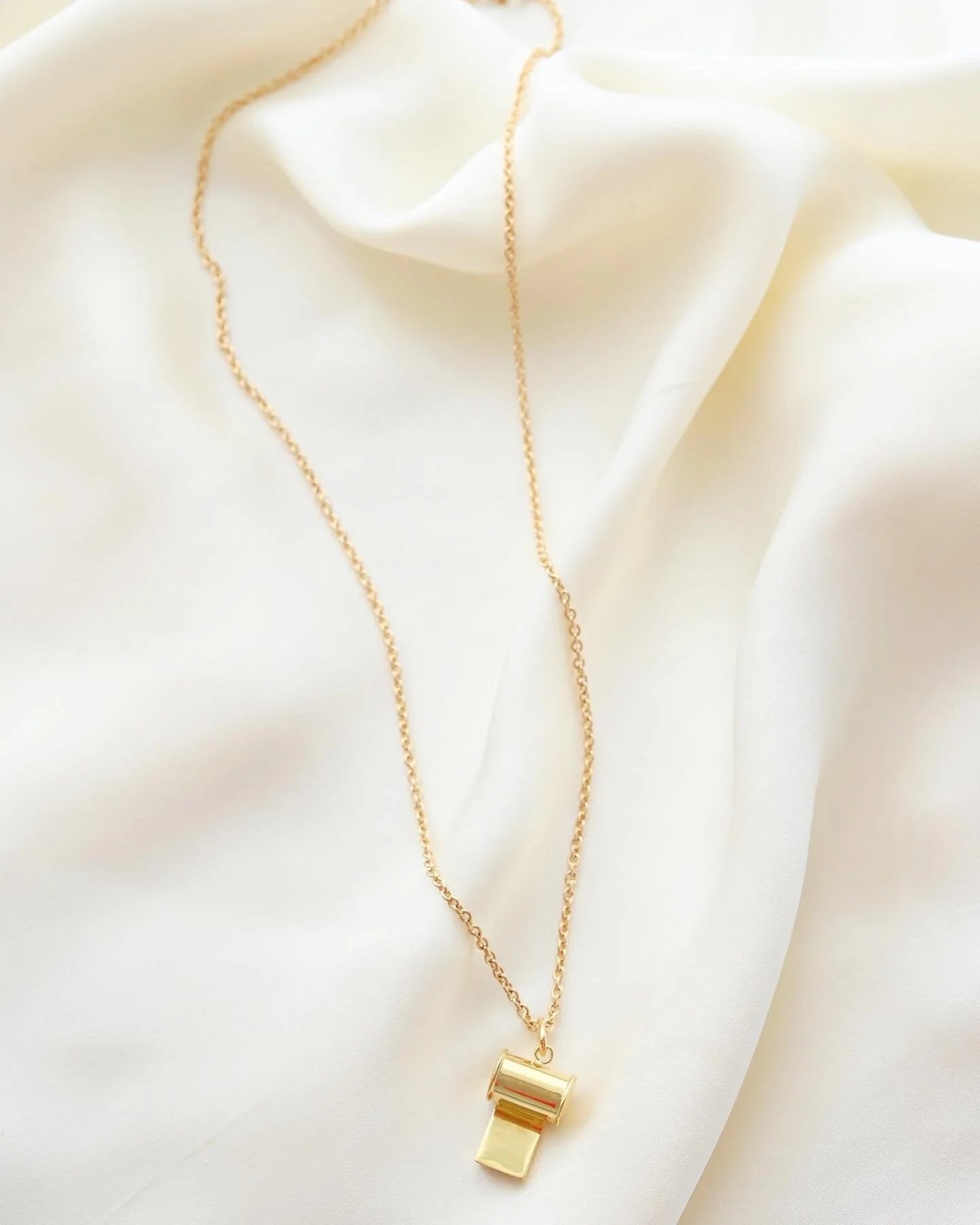 The Cutest Pendant of All A Swedish Vintage Mini Whistle Pendant on Chain 18K Gold