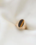 Gorg Sleek Swedish Tigers Eye Vintage Signet Ring 18K Gold