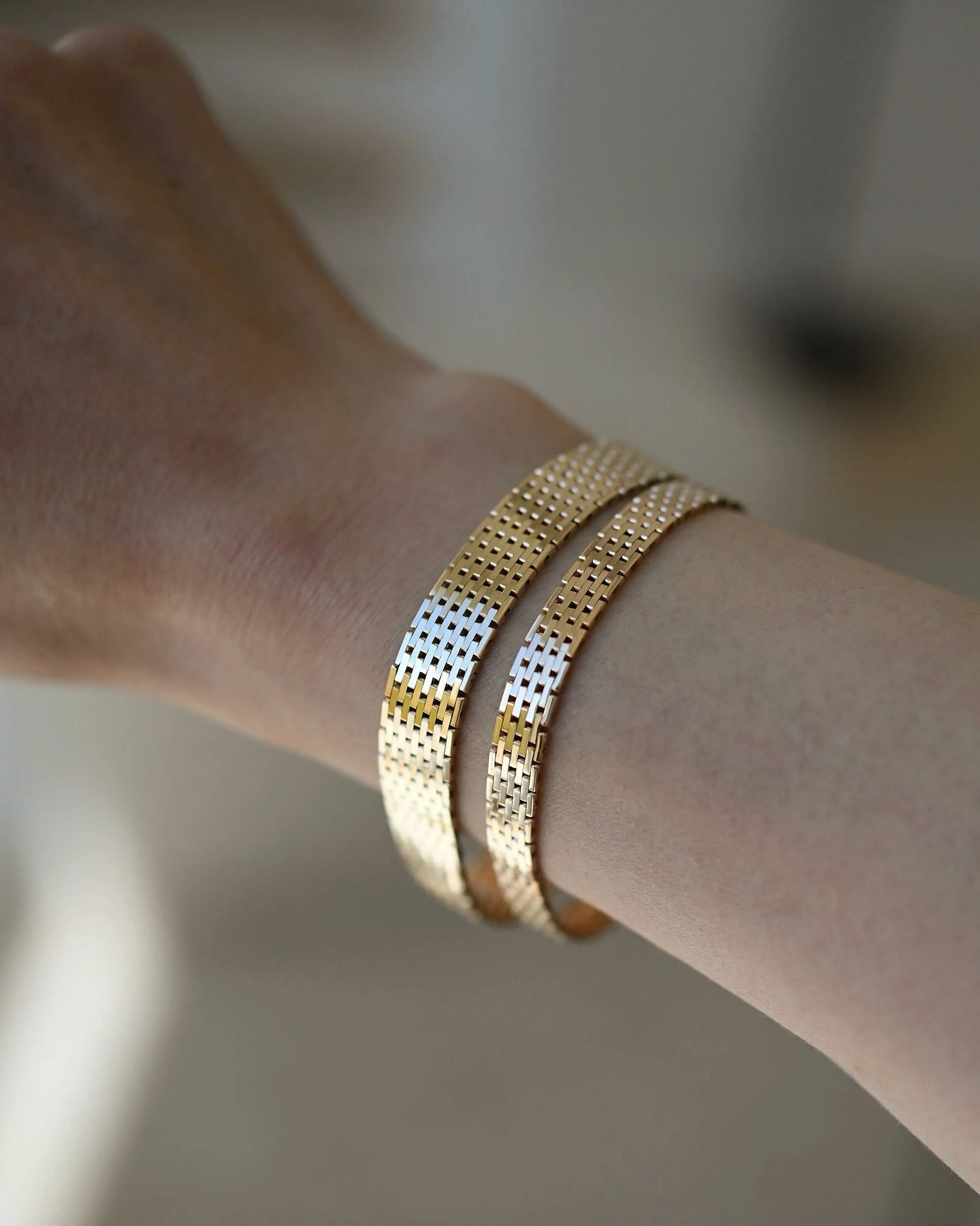 Sublime Wide Brick Link Bracelet 14K Gold