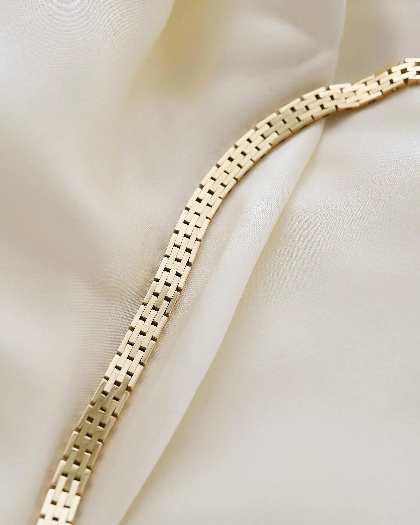 Dreamy Heavy Brick Link Vintage Necklace 14K Gold 1960