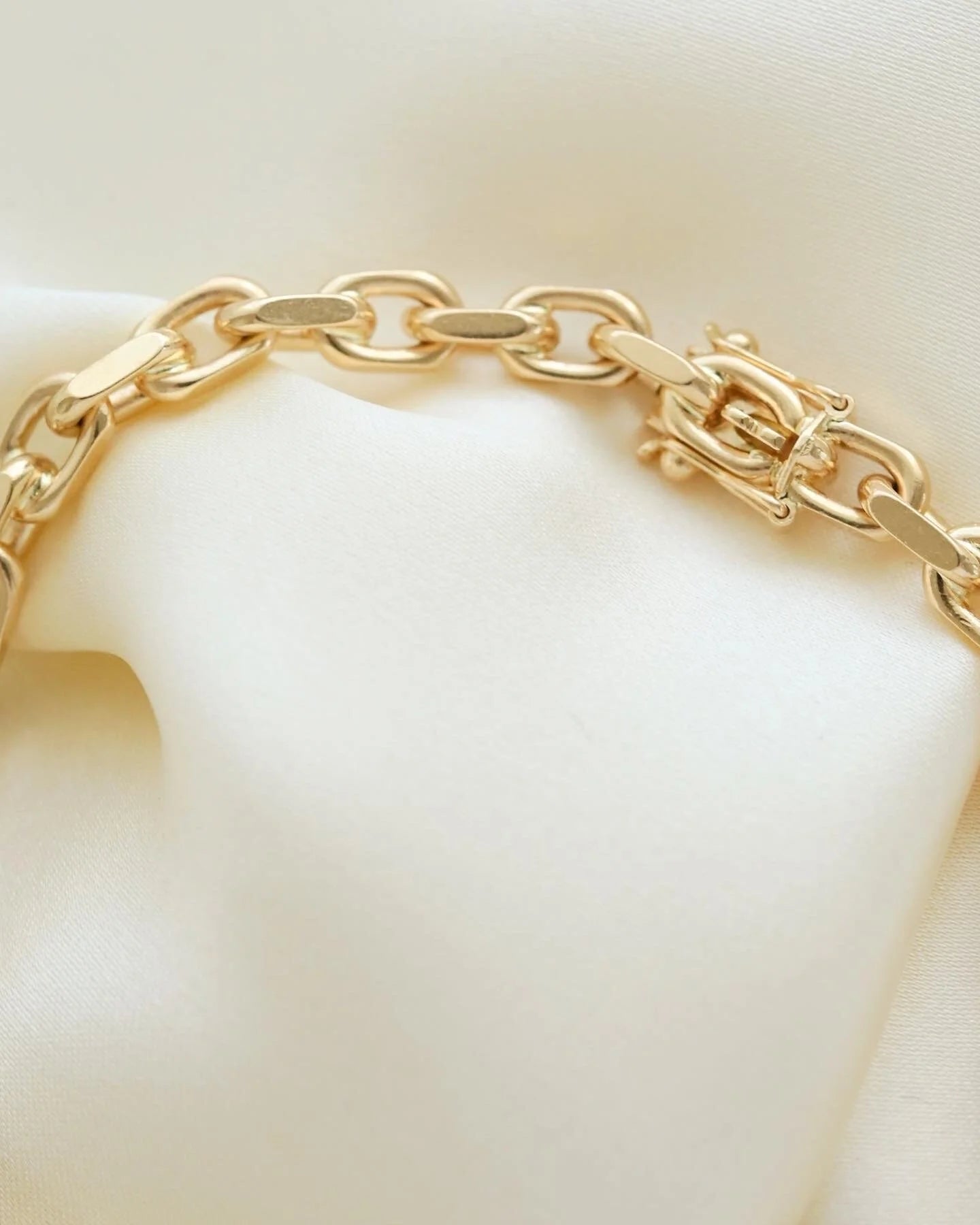 Perfect Danish Vintage Anchor Link Bracelet 14K Gold