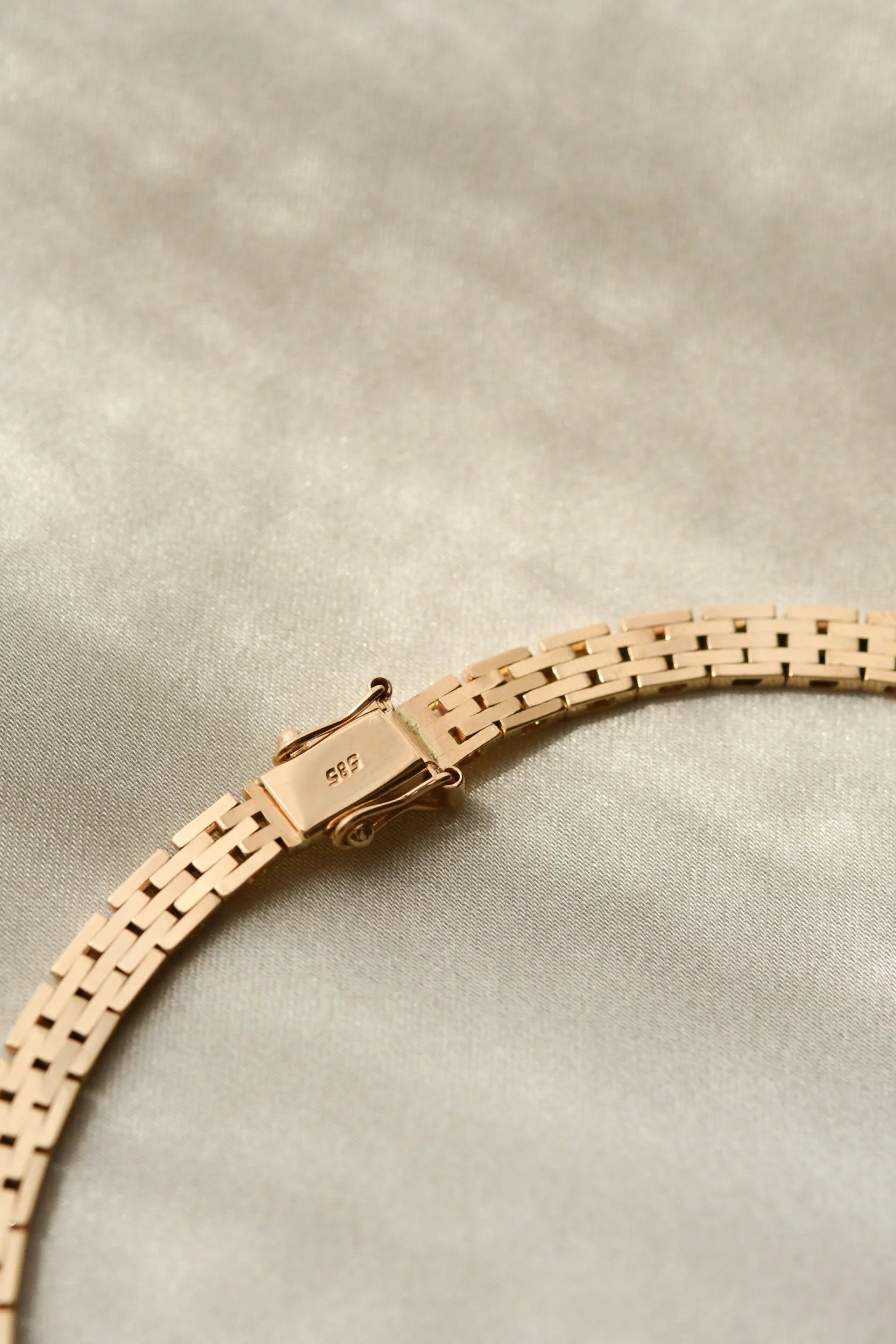 Amazing Graduated Brick Link Necklace 14K Gold 1960