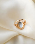 Romantic Antique Blue Spinel Ring from Personal Collection 18K Gold 1940s