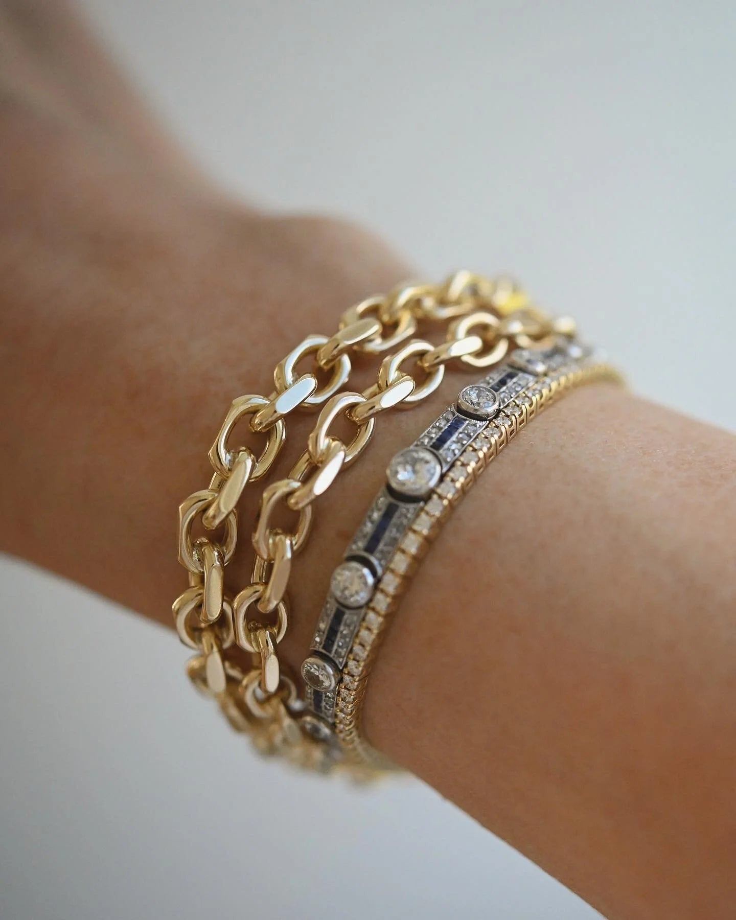 Amazing Danish Vintage Biker Link Bracelets 14K Gold