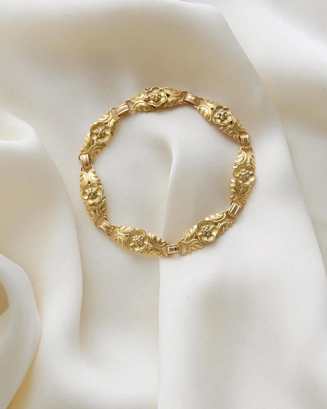 Rare Iconic Georg Jensen Flower Dream Bracelet 18K Gold Beg. 1900s
