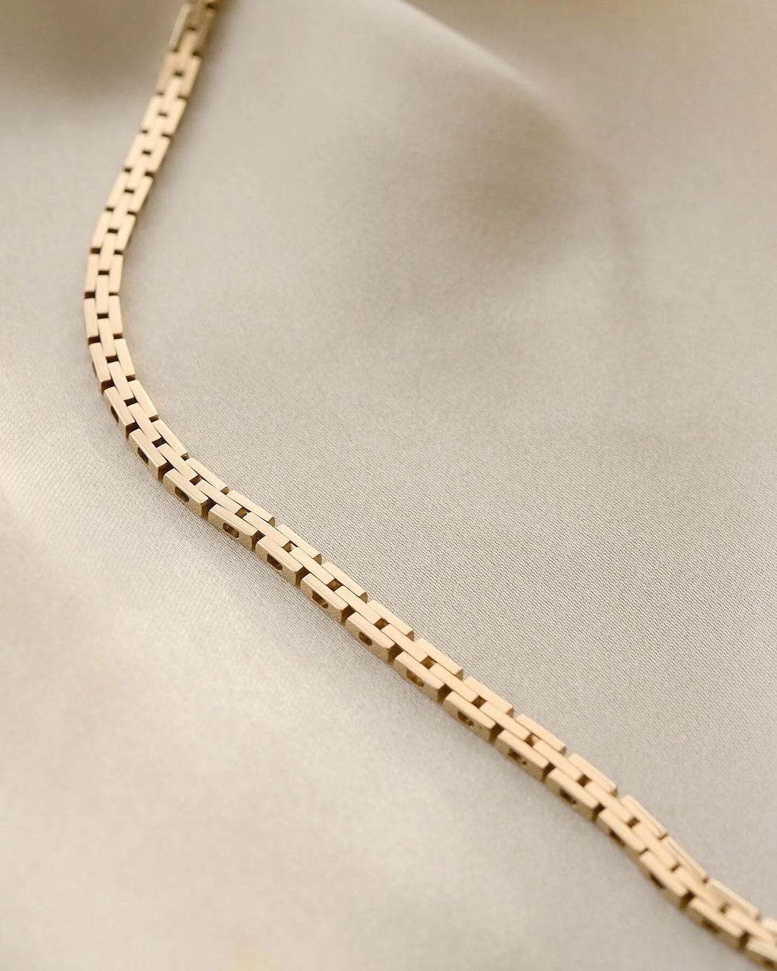Stunning Danish Brick Link Necklace 14K Gold 1960s