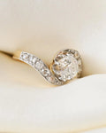 Beautiful Rare Big Old Cut Diamond Ring Art Deco 18K Gold 1920