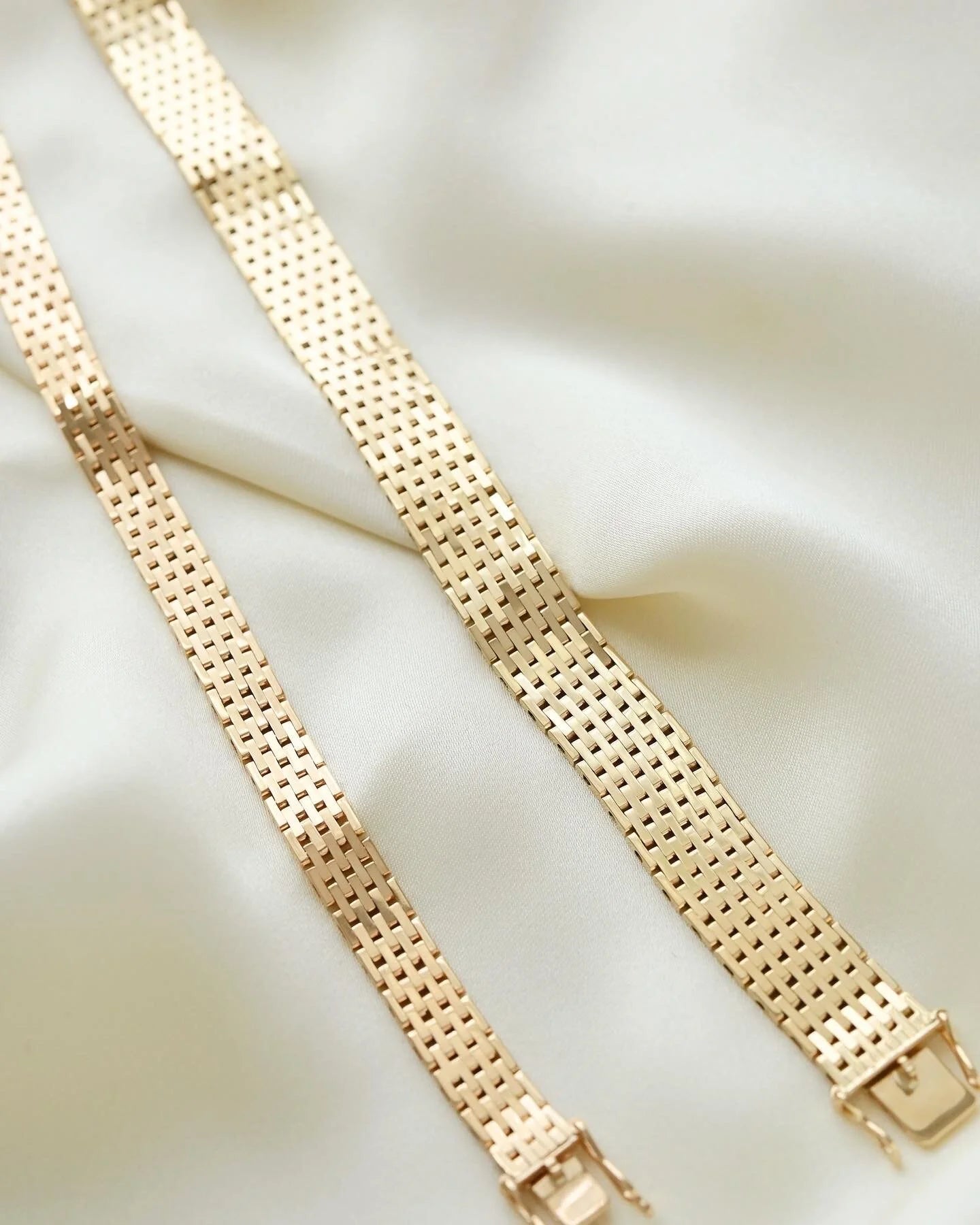 Sublime Wide Brick Link Bracelet 14K Gold