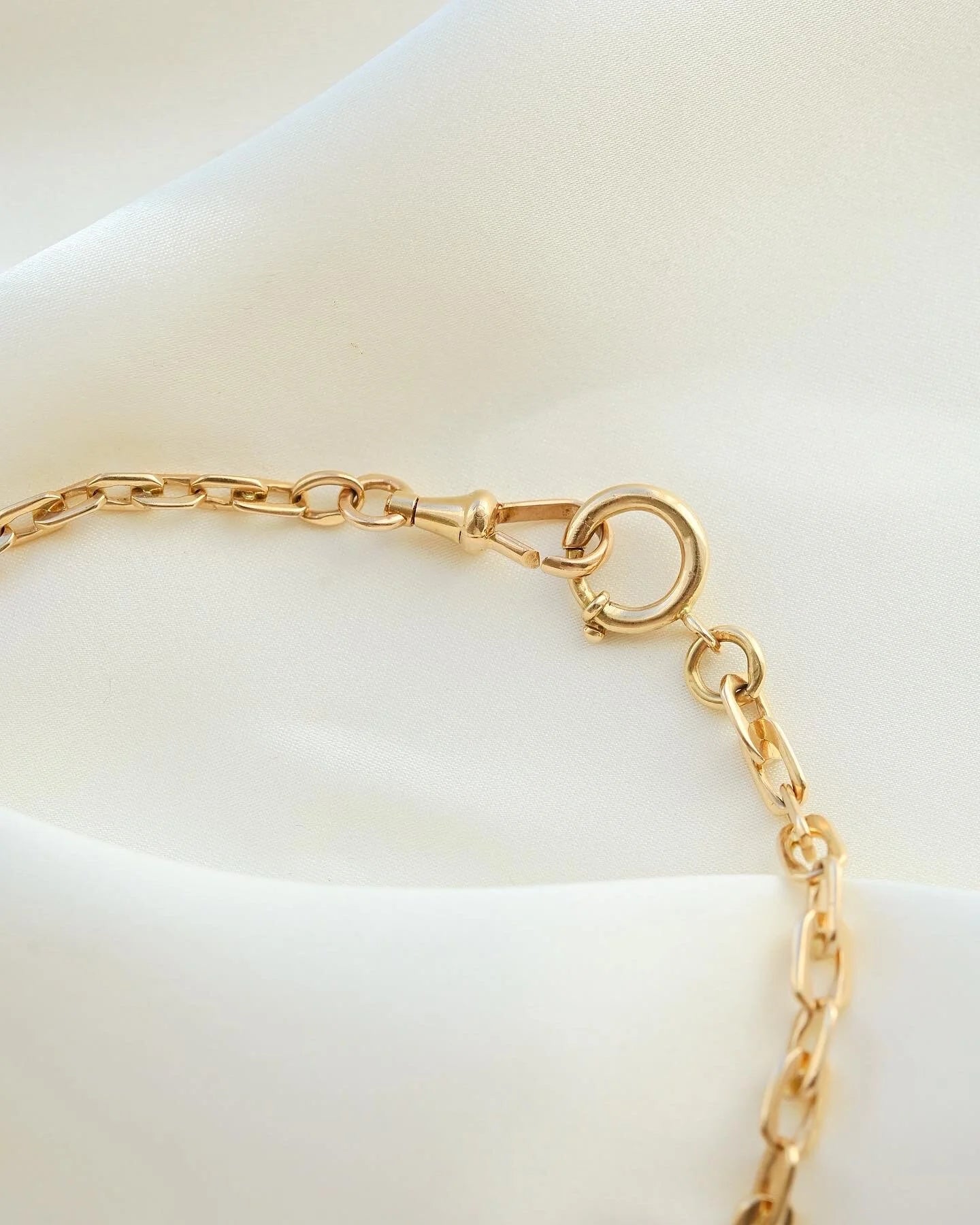 Antique Swedish Watch Chain Flat Anchor Links 18K Gold 1920s