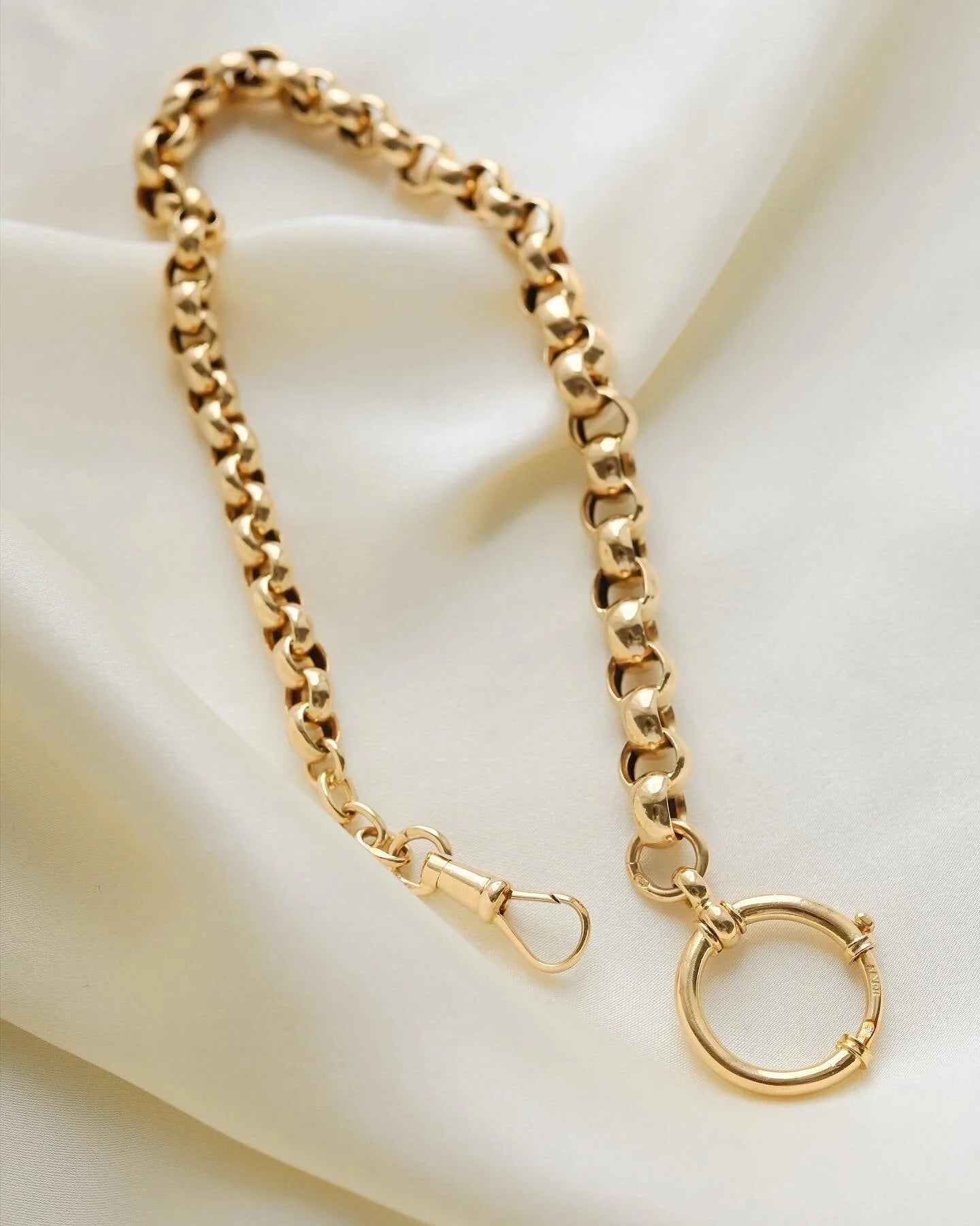 Amazing Antique Jumbo Belcher Link Watch Chain 18K Gold 1910s
