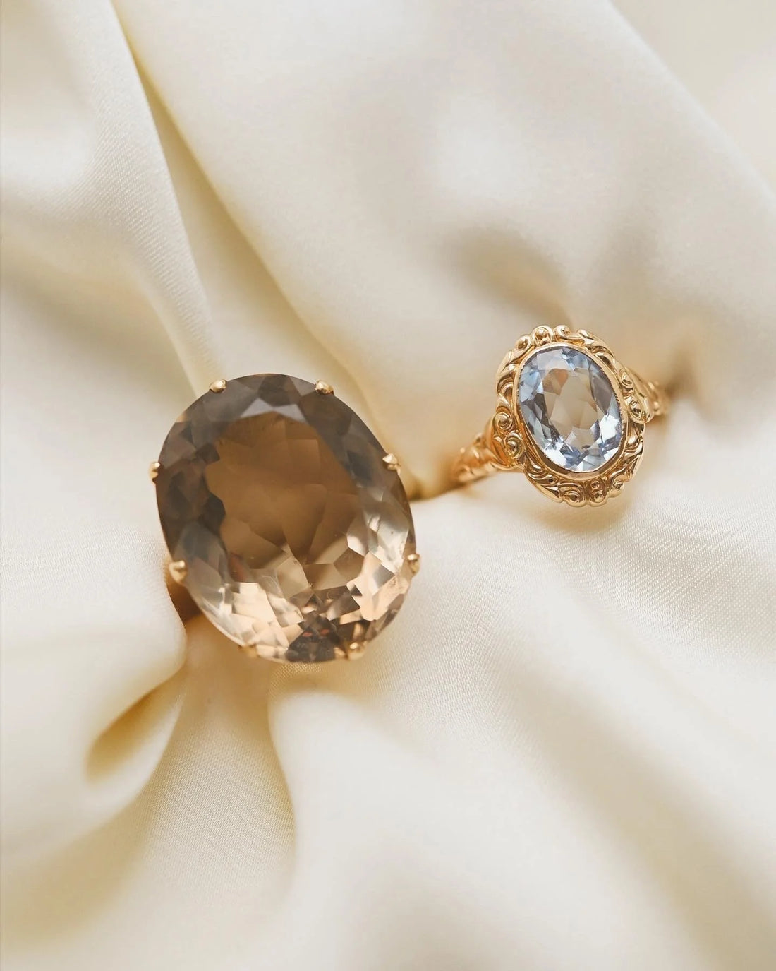 Swedish Vintage Cocktail Ring w Huge Coffee Citrine Quartz 18K Gold 1973
