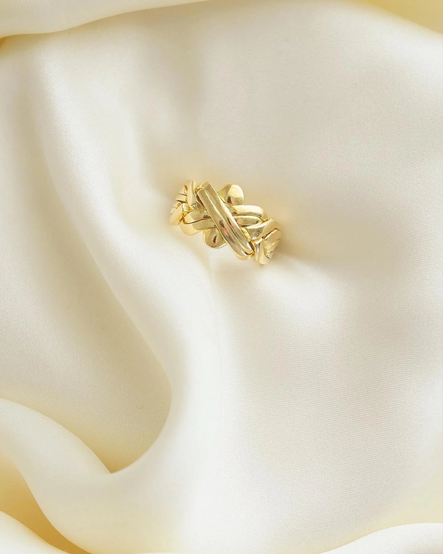 Superb HEAVY Vintage Puzzle Ring 18K Gold