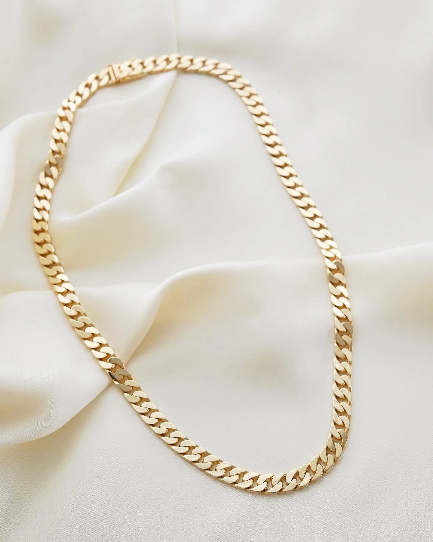 The Ultimate Heavy Vintage Curb Link Necklace 14K Gold