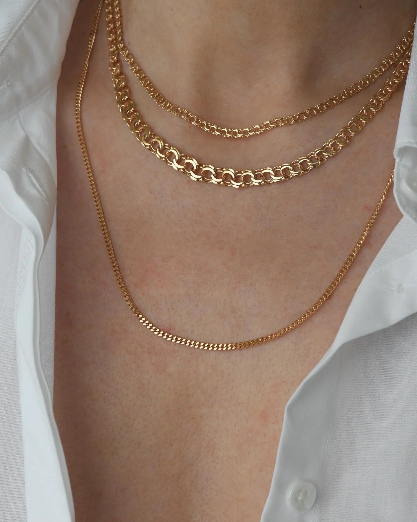 Selling Separately! Baby Bismarck, Bismarck and Curb Link Chain 18K Gold 1960s