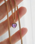 Puffy Amethyst Heart Pendant/ Charm 18K Gold