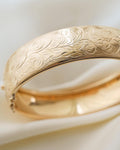 Antique Heavy Swedish Flower Dream Bangle 18K Gold Beg. 1900s