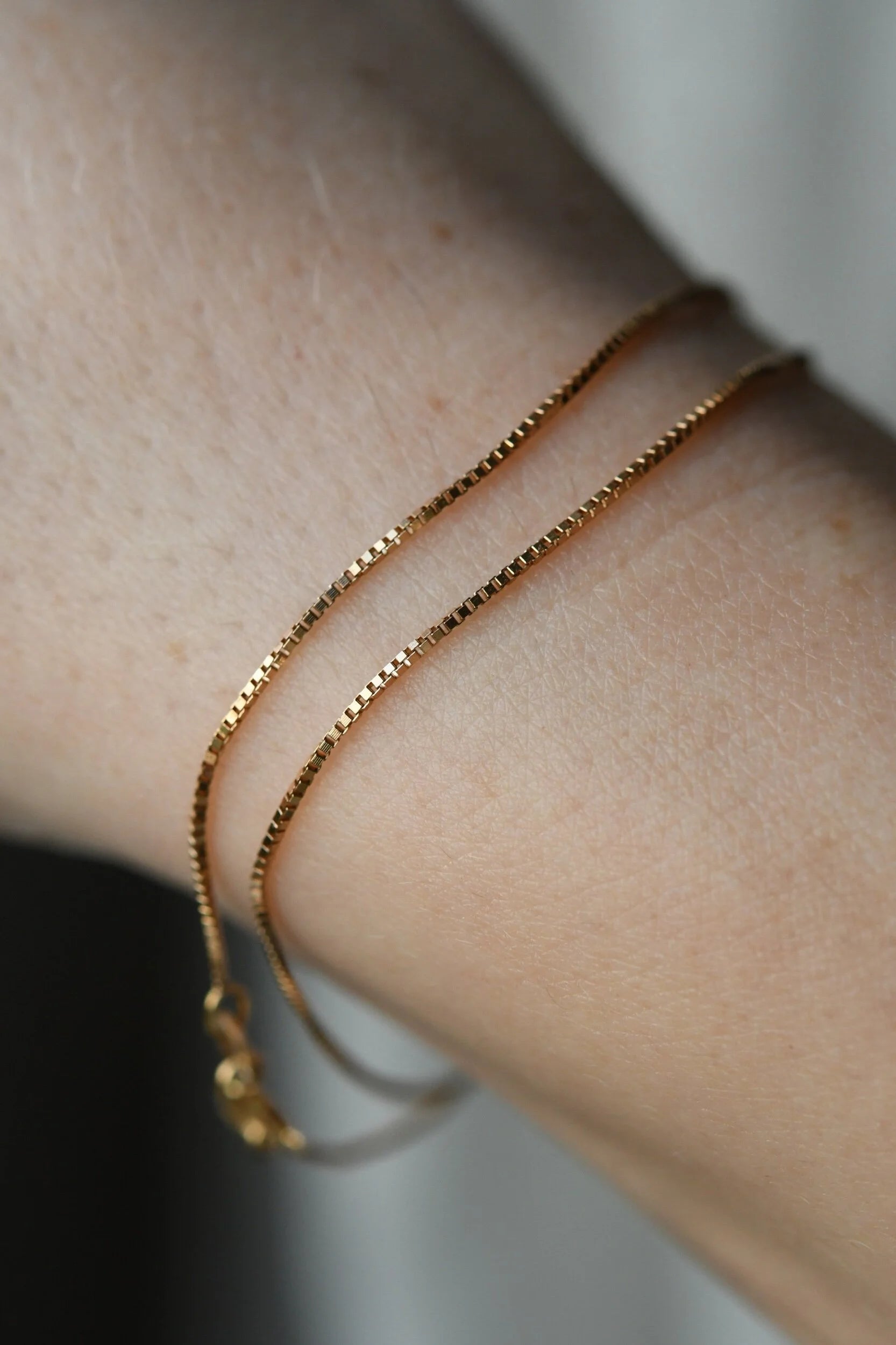 Free shipping! Vintage Box Chain 18K Rose Gold