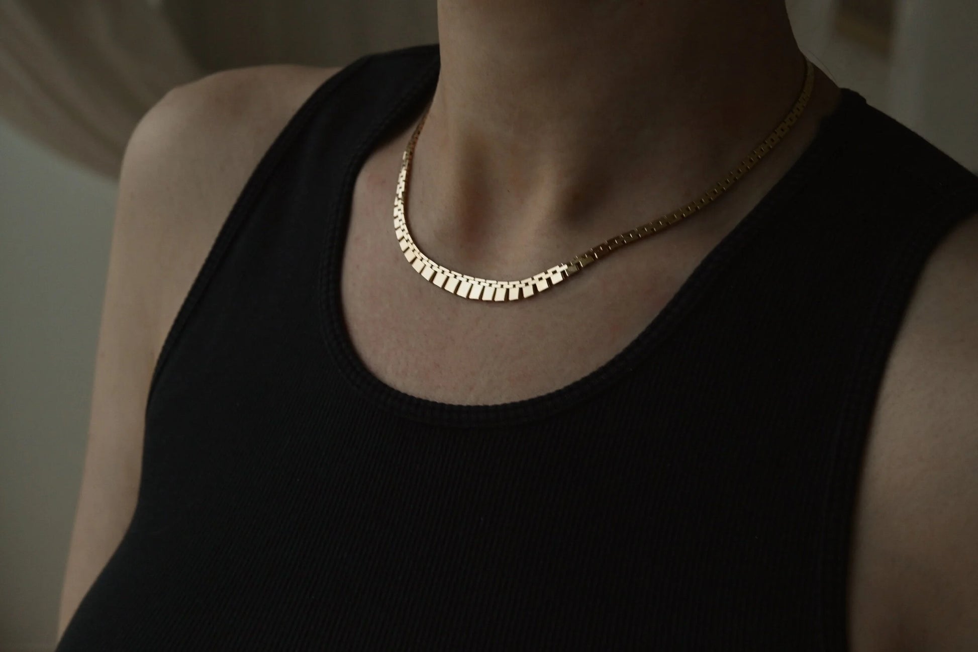 Gorg Danish Baby Brick Link Necklace 14K Gold 1970