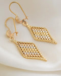 Sexy Dangling Earrings 18K Tri Color Gold 1970