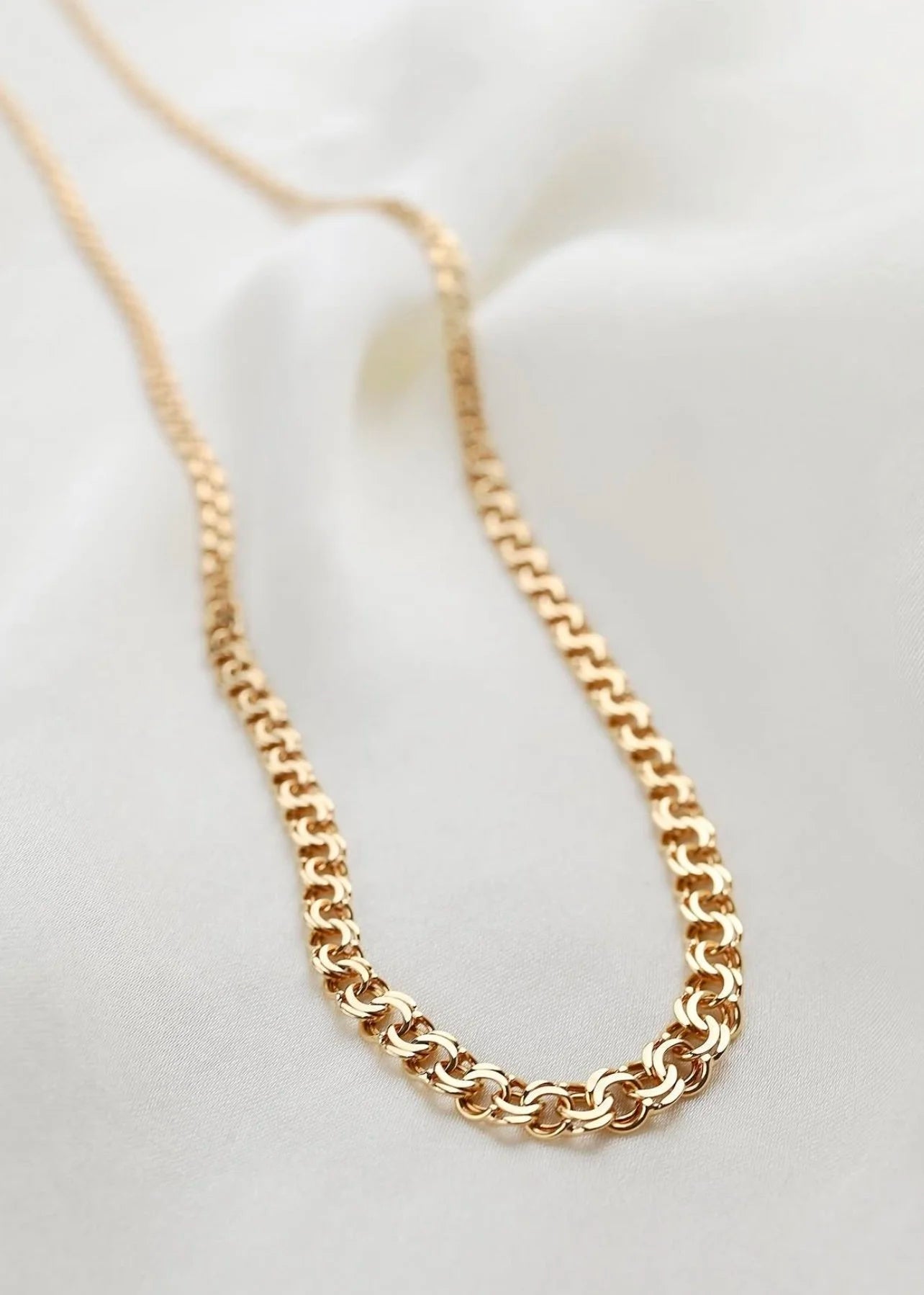 Gorgeous Swedish Bismarck Link Necklace 18K Gold 1960s