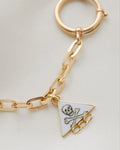 Sublime Antique Watch Chain Enamel Mourning Charm 1937 18K Gold