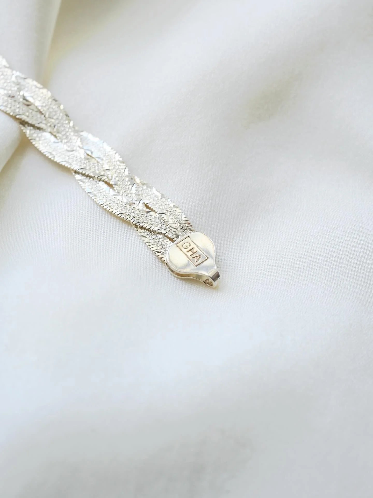 Gorg Vintage Silver Braided Florentine Pattern Bracelet Sterling Silver Denmark Mid 1900s