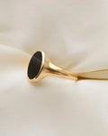 Sizeable 9.65 US Antique Black Onyx Signet Ring 18K Gold 1900