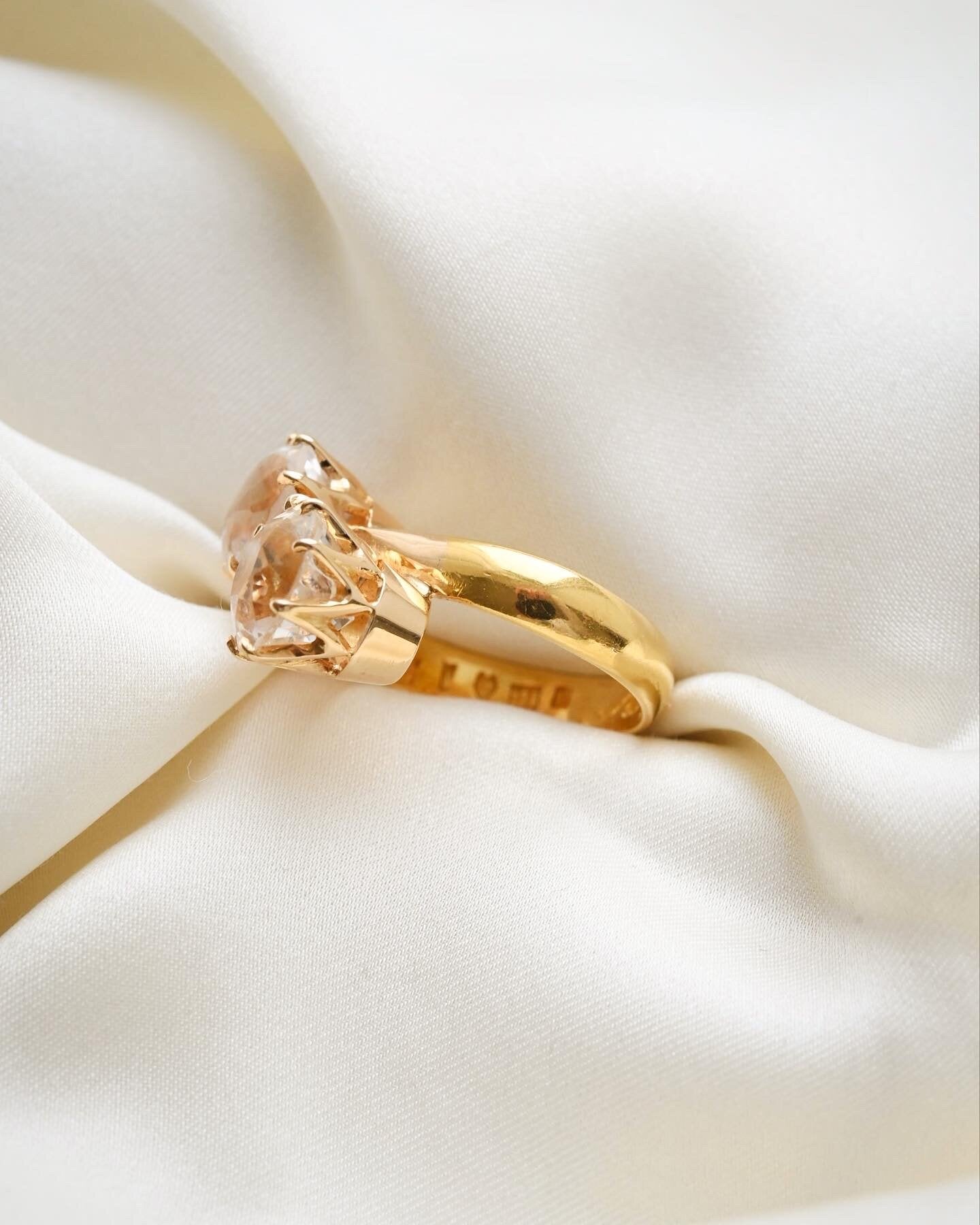 Gorgeous Antique Quartz Crystal Ring 23K Gold 1914