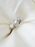 Rare Dreamy Three-stone Ring 2.11 Carats 18K White Gold 1957