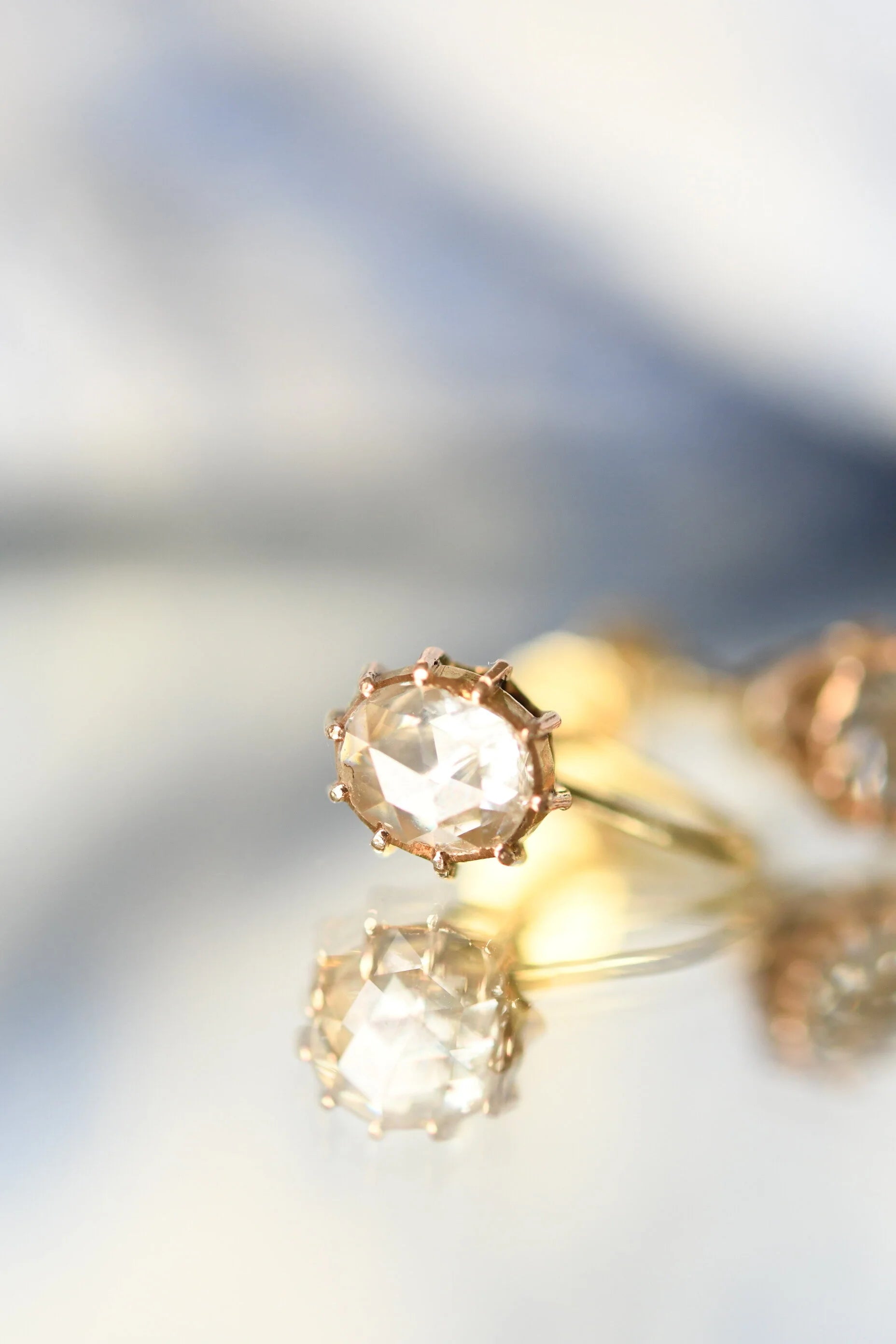 Huge Victorian Rose Cut Diamond Earrings 1800s