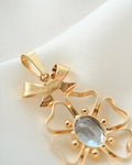 Feminine Bow Pendant w Spinel 18K Gold 1946