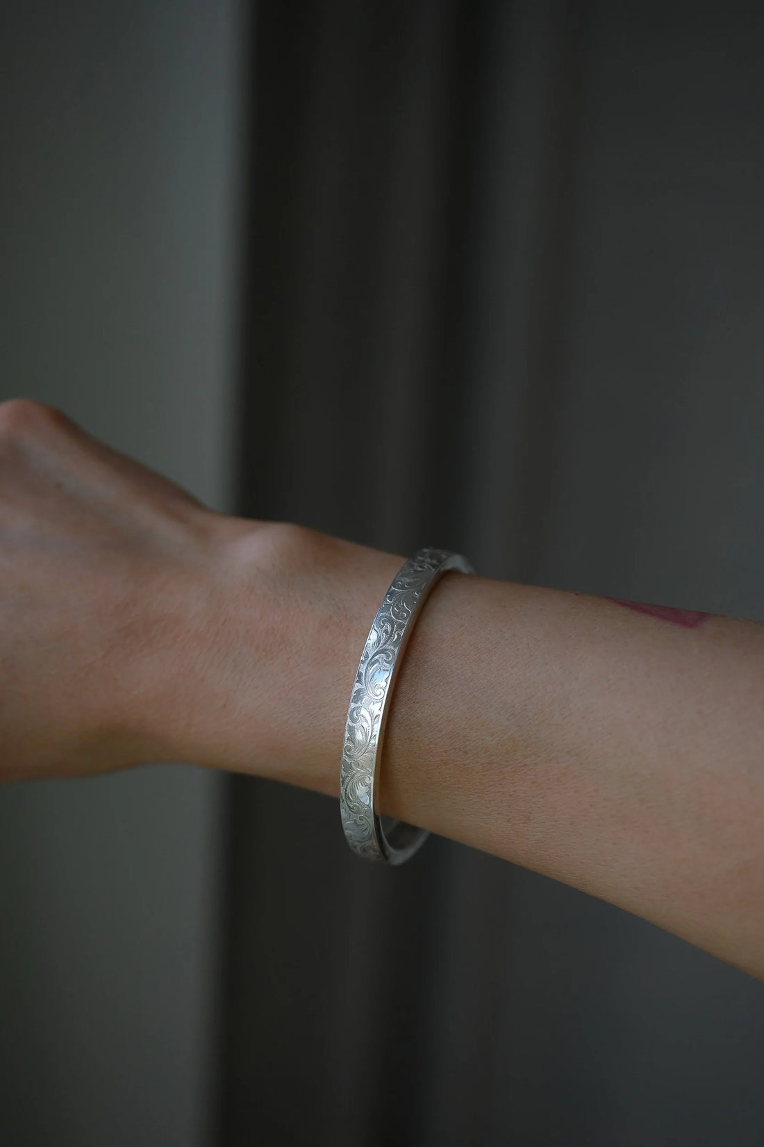 Romantic Scroll Work Swirl Silver Bracelet C. 1910