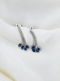 A Cascade of Sapphire Vintage Earrings 18K White Gold and Silver 1990s