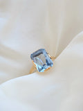 Striking Blue Emerald Cut Spinel Ring 1940 Sweden 18K Gold