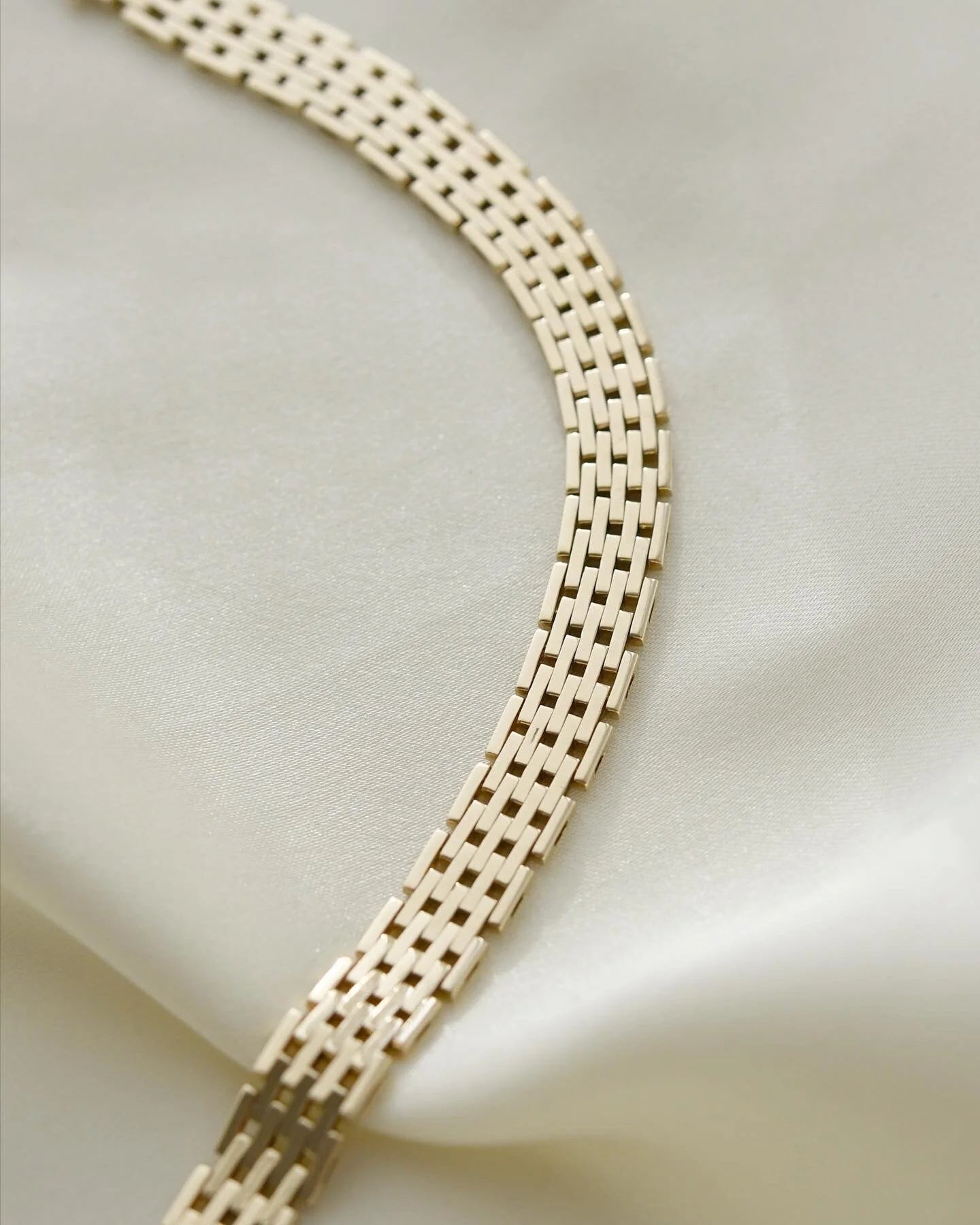 Stunning Danish Vintage Brick Link Bracelet 14K Gold