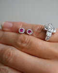 Irresistible Ruby and Diamond Earrings 18K White Gold Estate