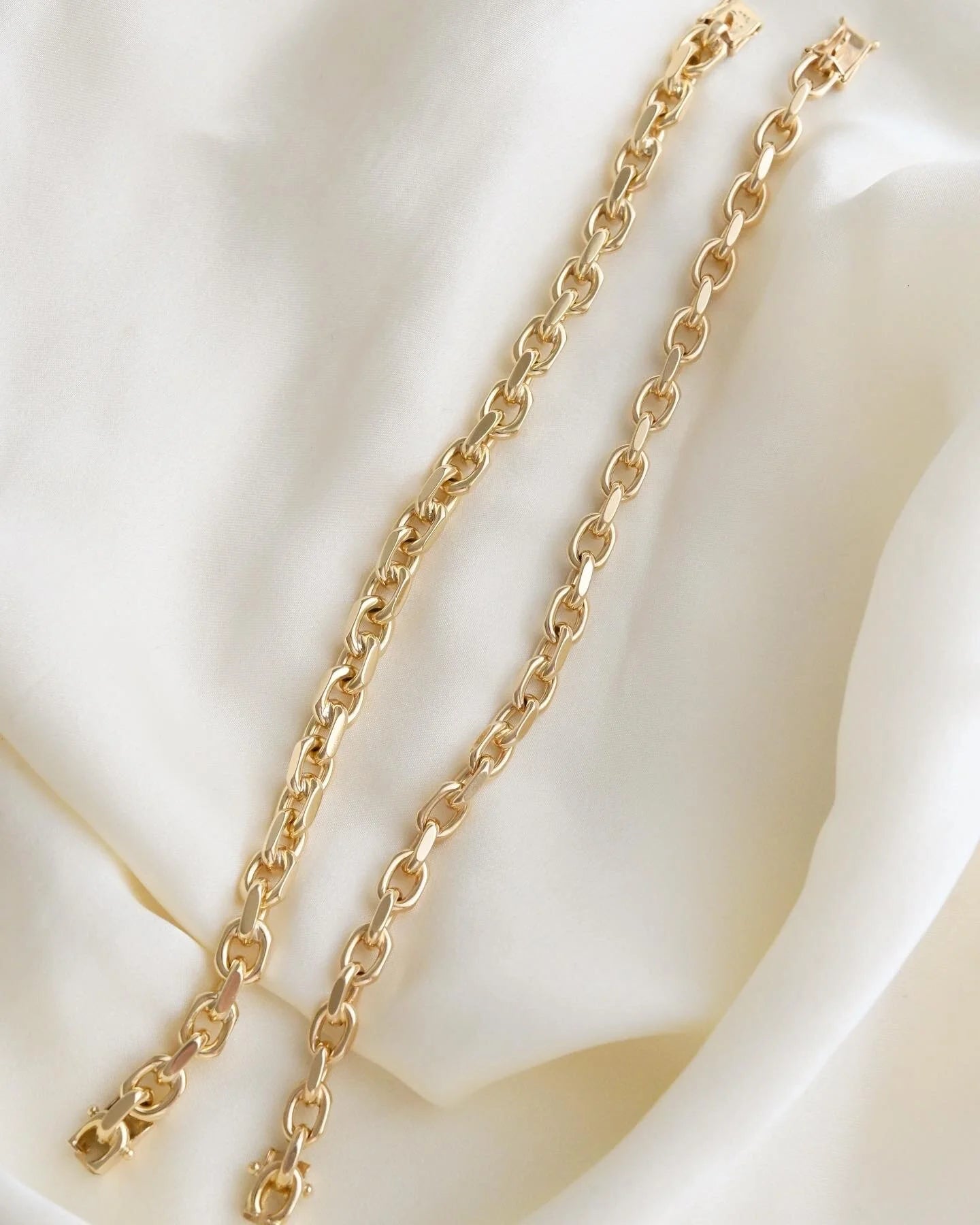 Amazing Danish Vintage Biker Link Bracelets 14K Gold