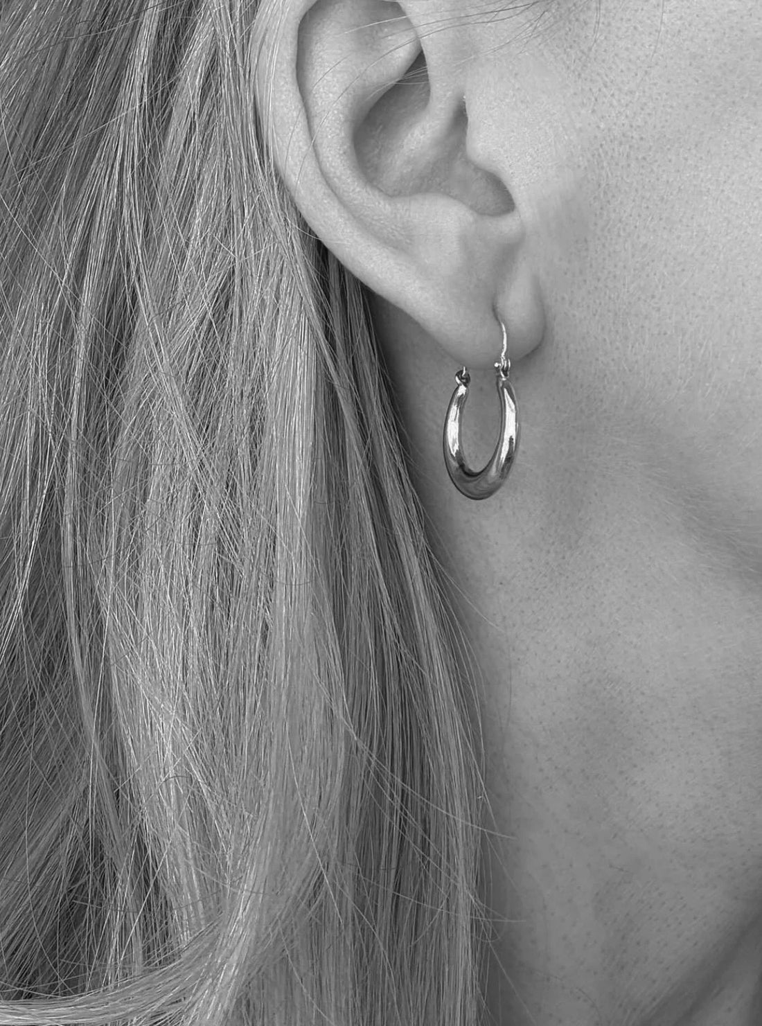 Domed Crescent Shaped Hoops 18K Gold