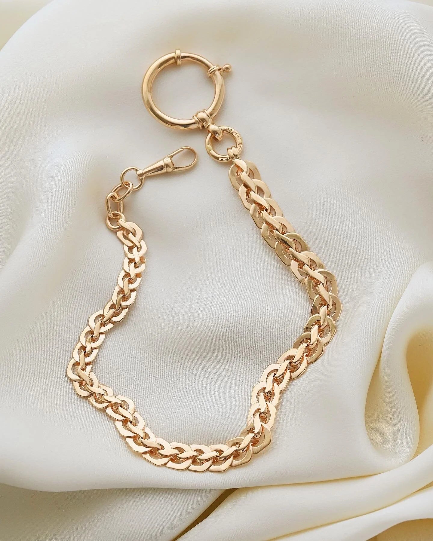 Extraordinary STUNNER! Antique Watch Chain Fancy Link 18K Gold 1901