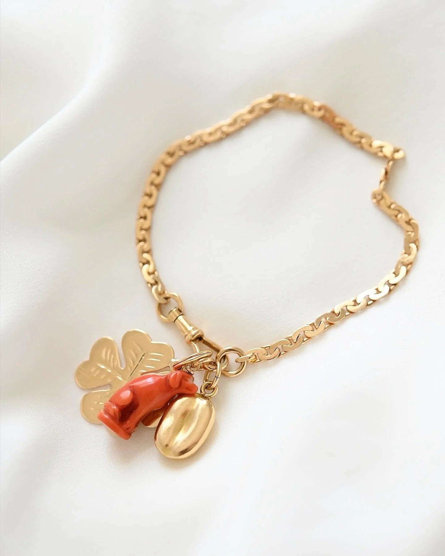 Special Antique Swedish Watch Chain Bracelet w Full Hallamarks 18K Gold 1885