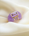 Superb Vintage Lavendar Dream Cocktail Ring Jade Amethyst 14K Gold